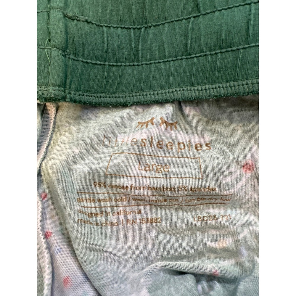 Little Sleepies Men's L Green Twinkling Trees Bamboo Pajama Set Christmas PJs - Picture 4 of 8